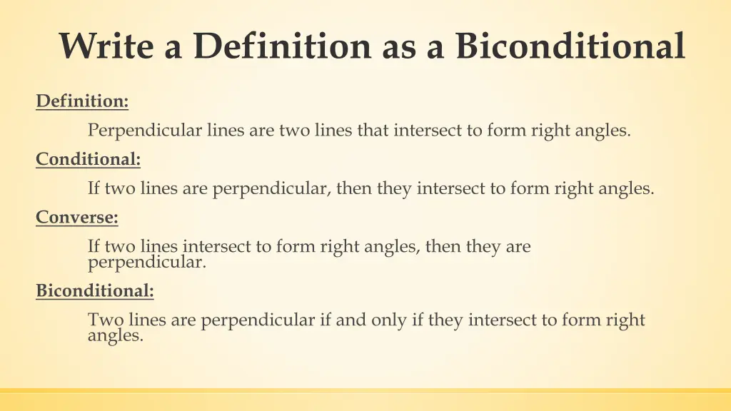 write a definition as a biconditional