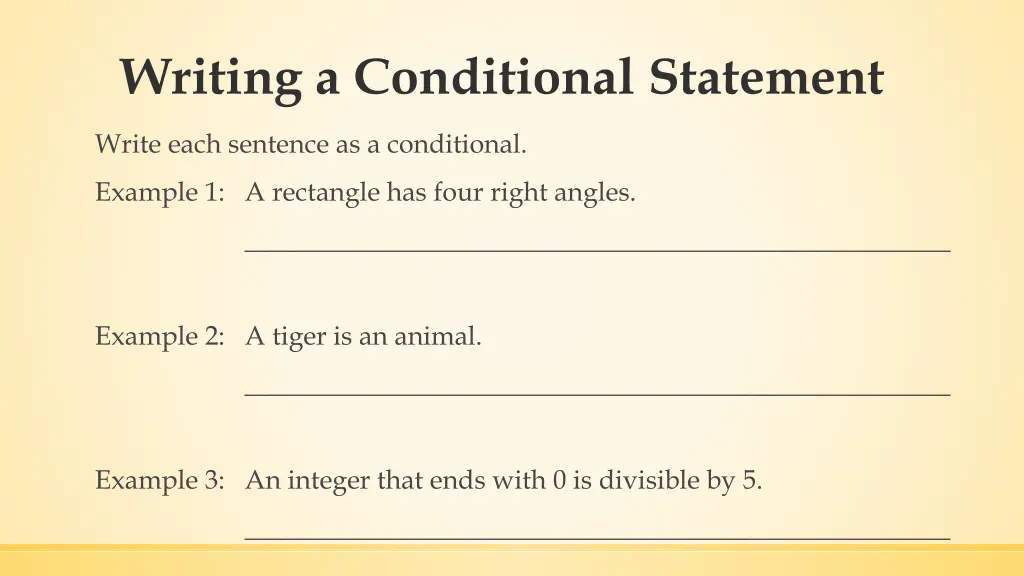 writing a conditional statement