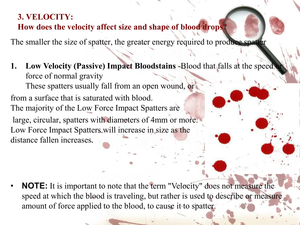 3 velocity how does the velocity affect size