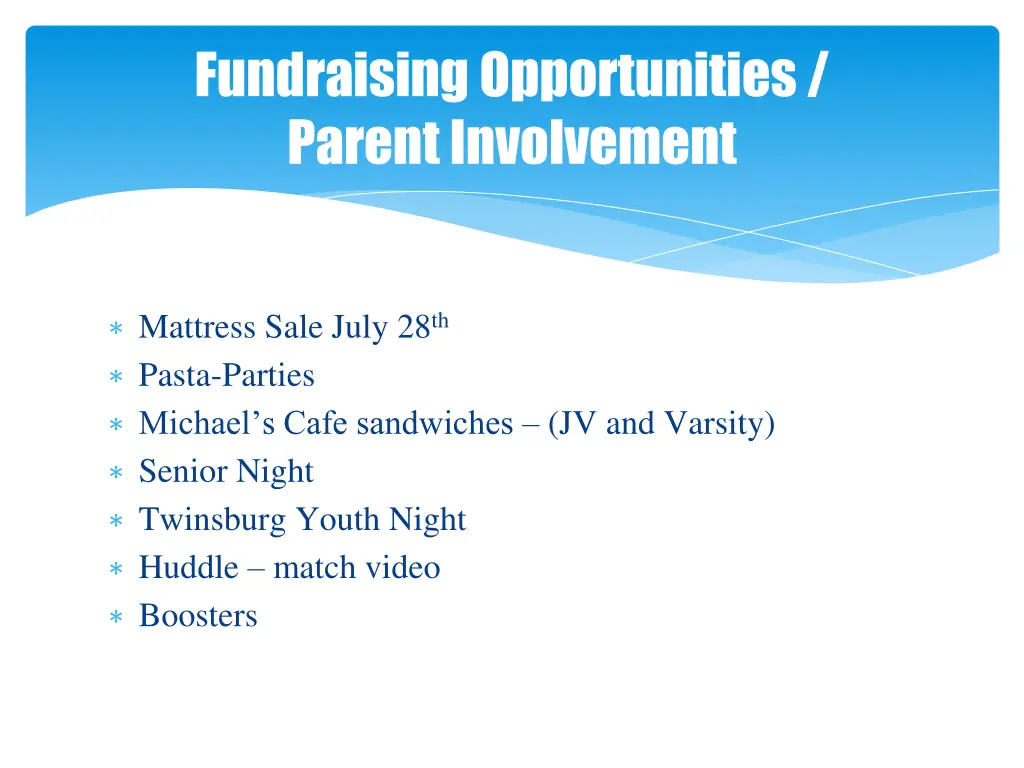 fundraising opportunities parent involvement