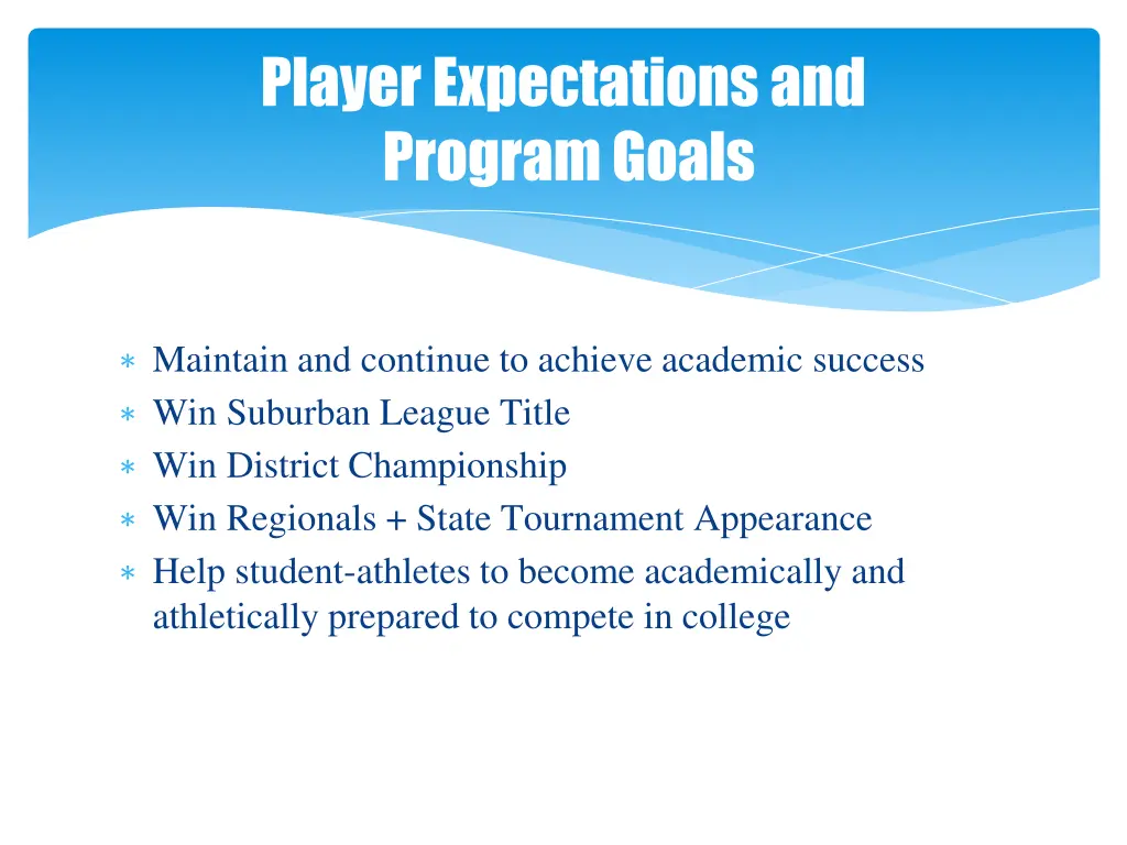 player expectations and program goals 2