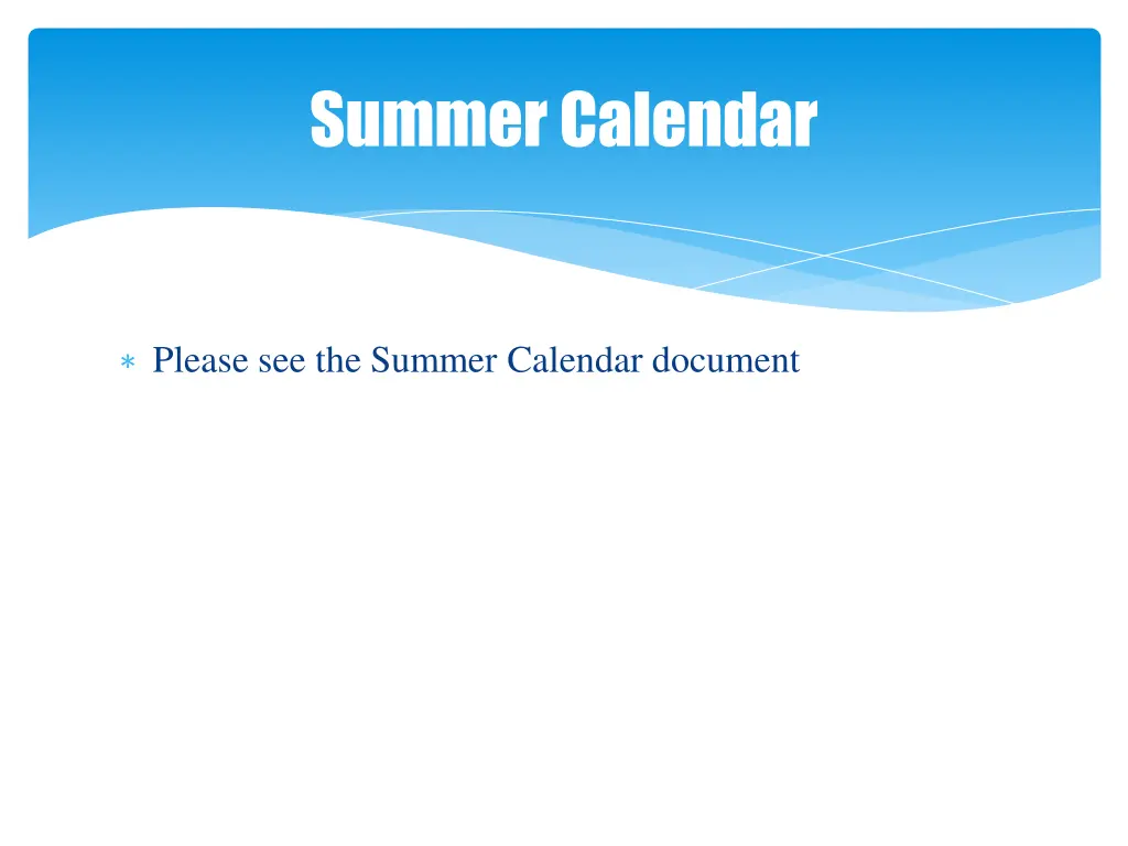 summer calendar