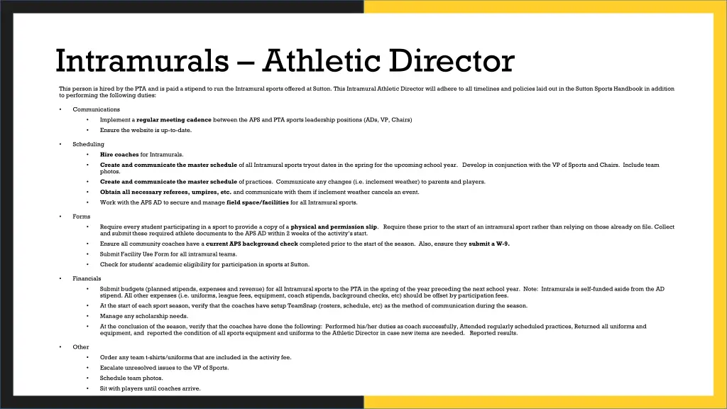 intramurals athletic director