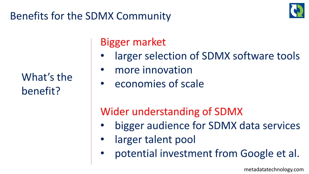 benefits for the sdmx community