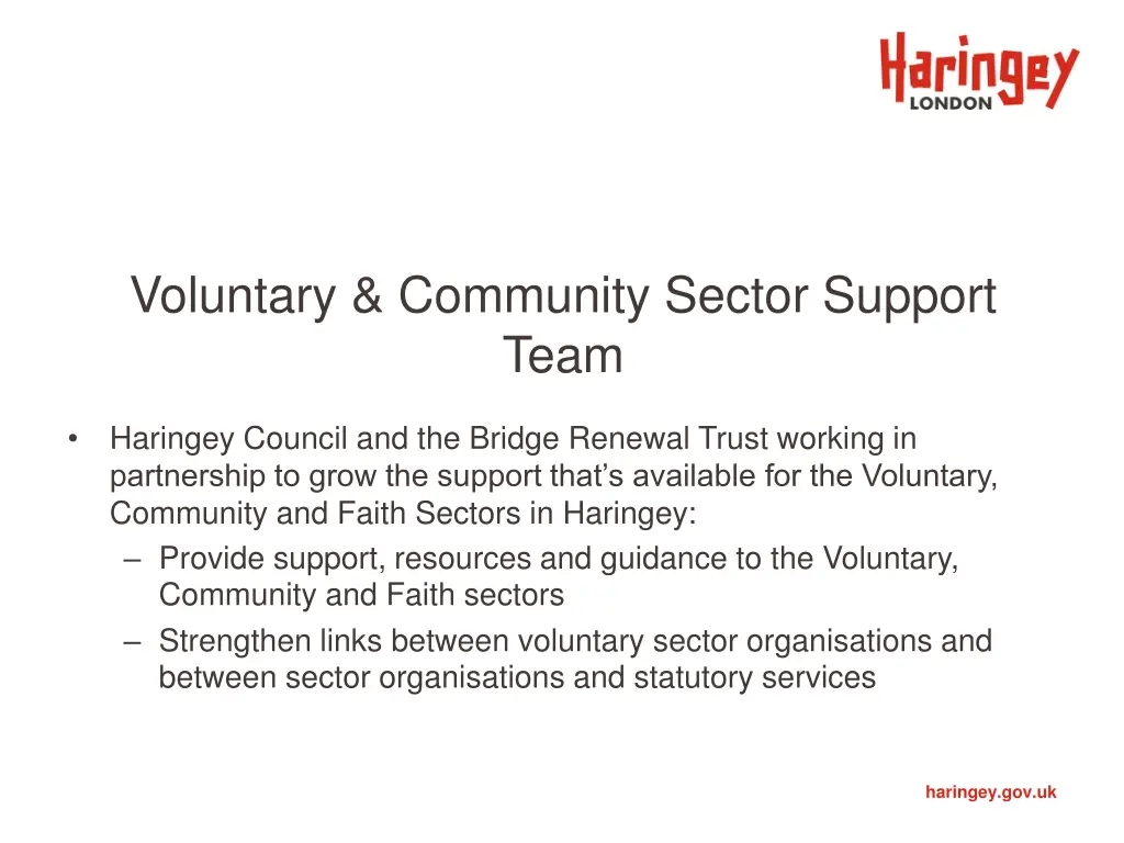 voluntary community sector support team