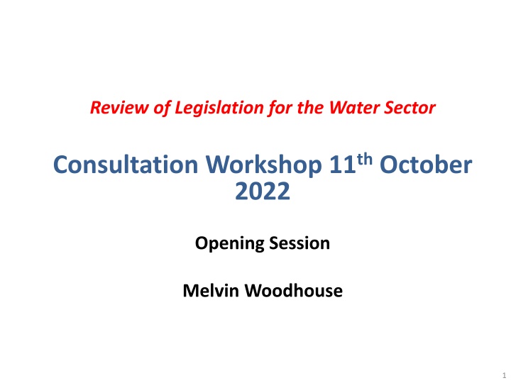 review of legislation for the water sector