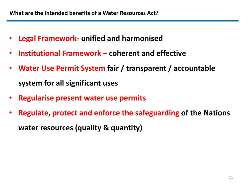 what are the intended benefits of a water