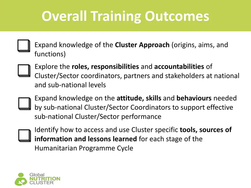 overall training outcomes