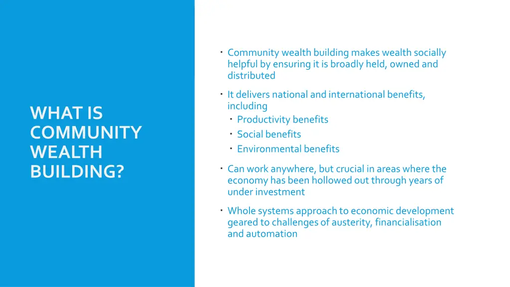 community wealth building makes wealth socially