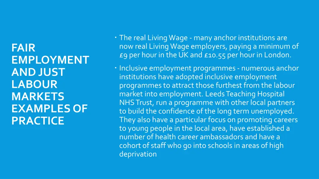 the real living wage many anchor institutions