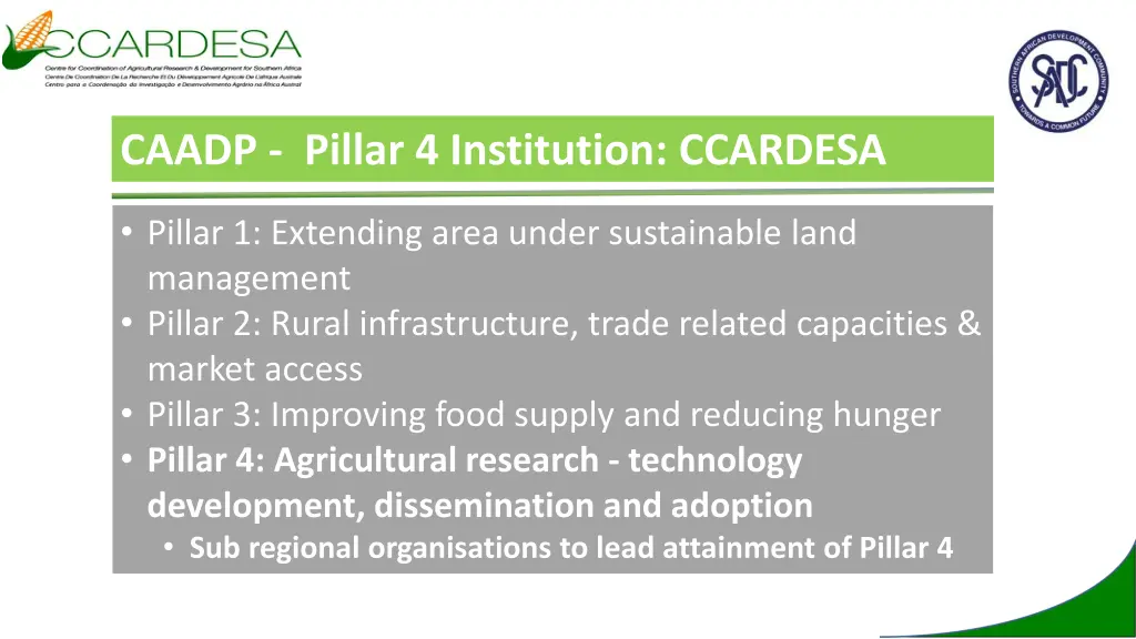 caadp pillar 4 institution ccardesa