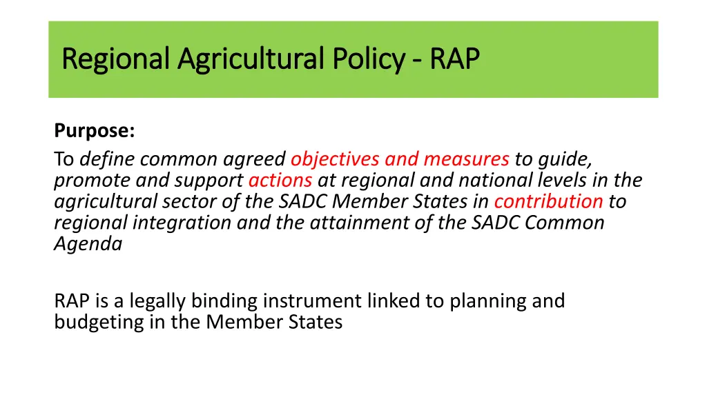 regional agricultural policy regional