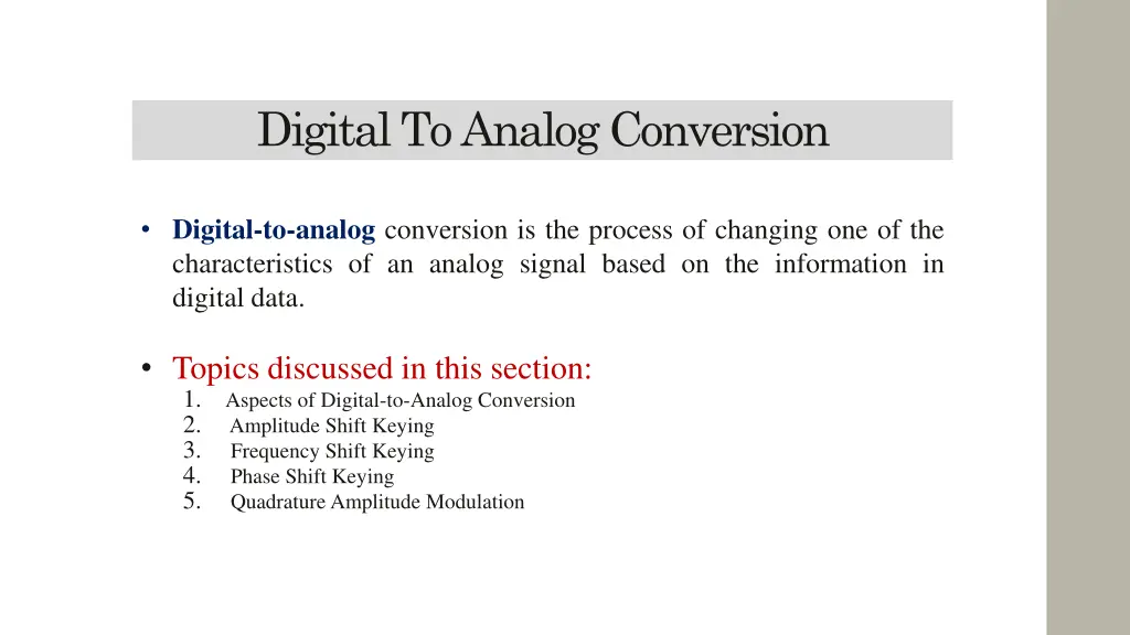 digital to analog conversion