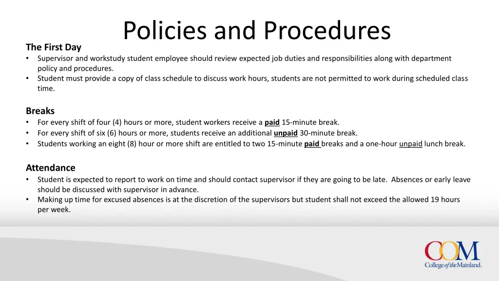 policies and procedures