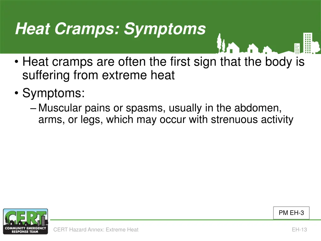 heat cramps symptoms