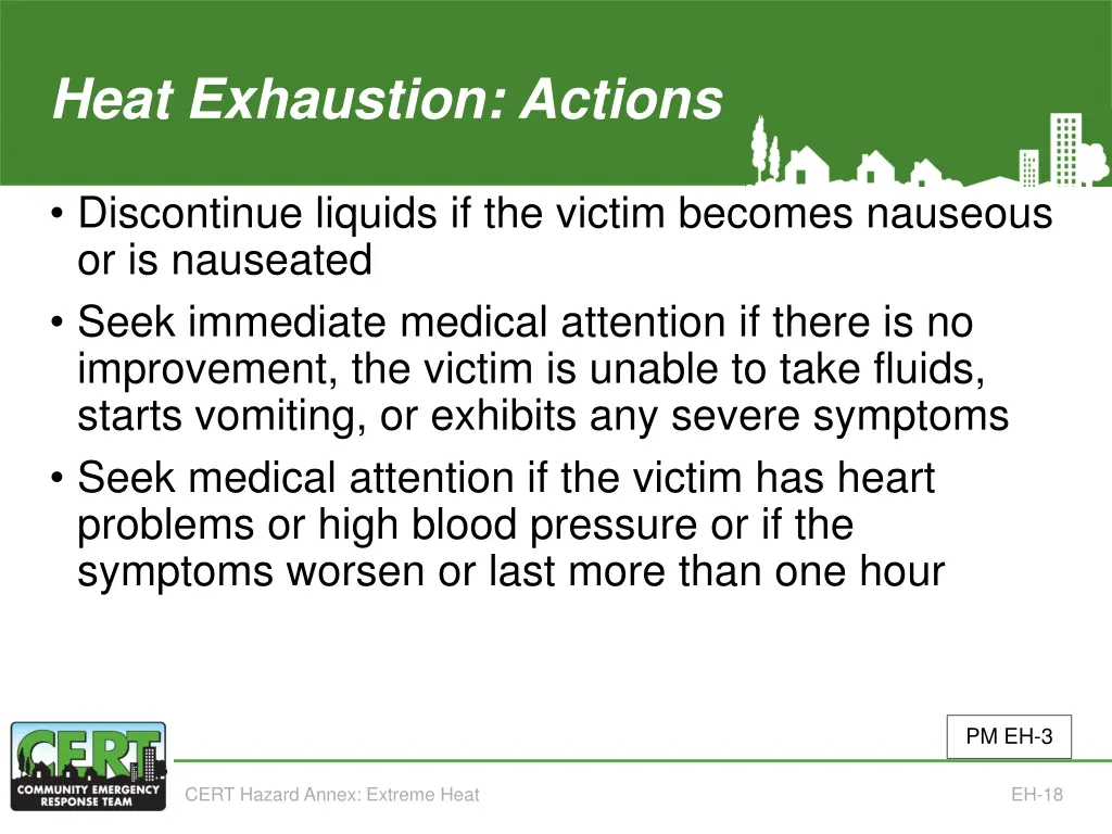 heat exhaustion actions continued