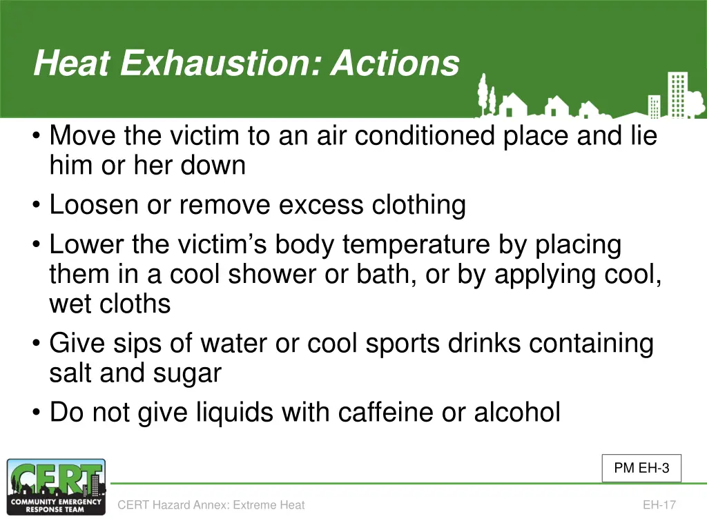 heat exhaustion actions