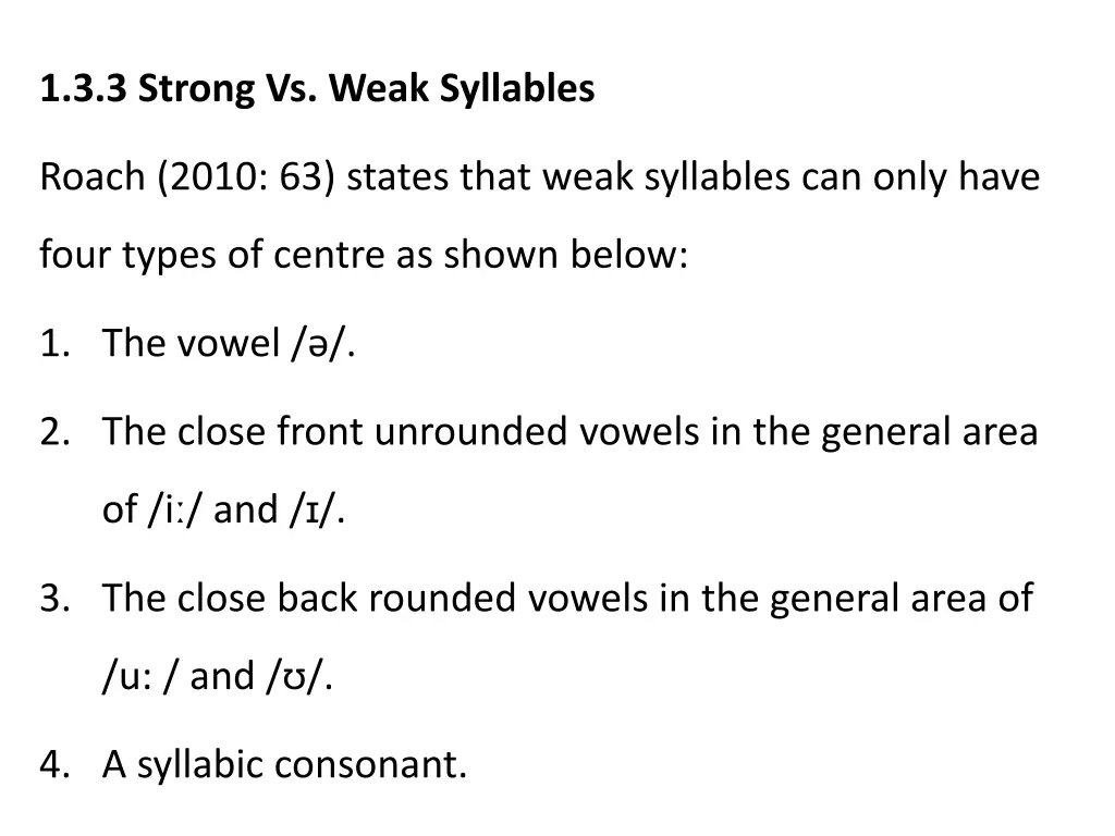 1 3 3 strong vs weak syllables