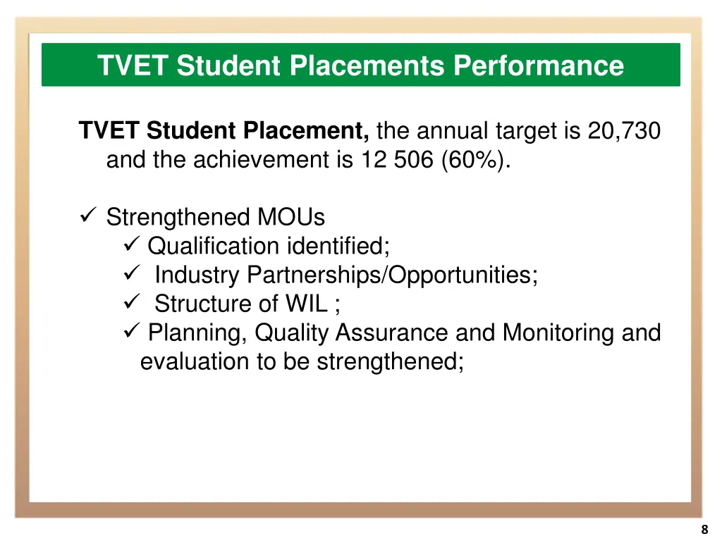 tvet student placements performance