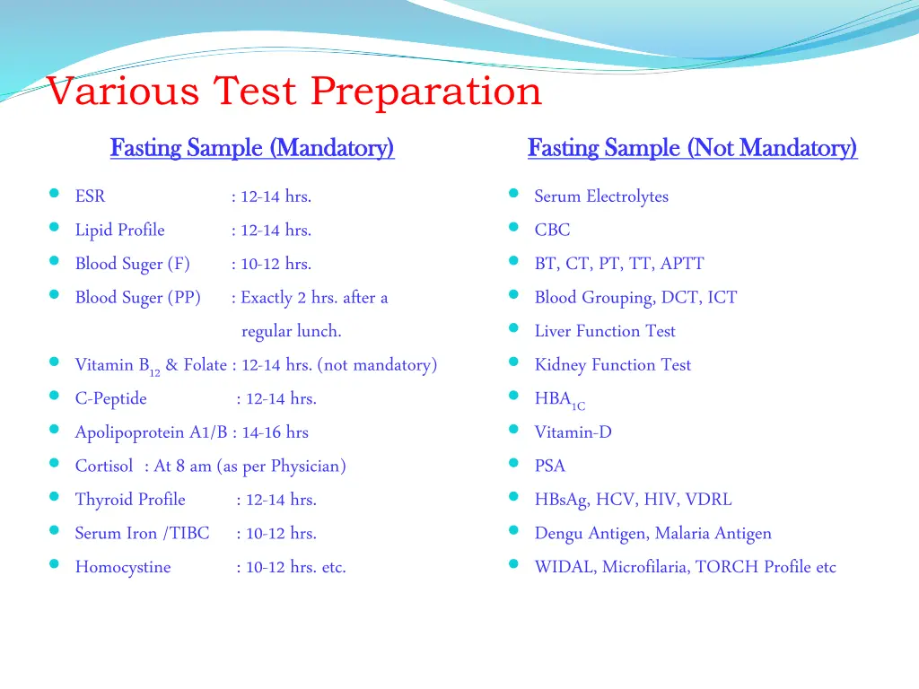 various test preparation