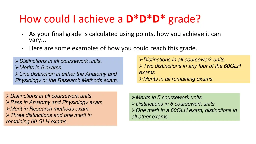 how could i achieve a d d d grade