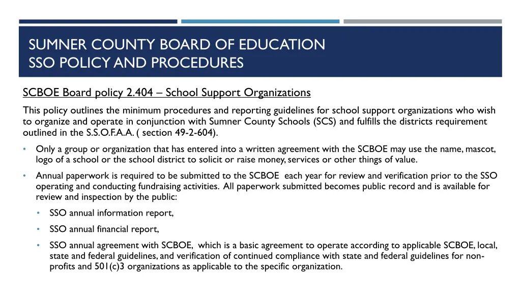 sumner county board of education sso policy