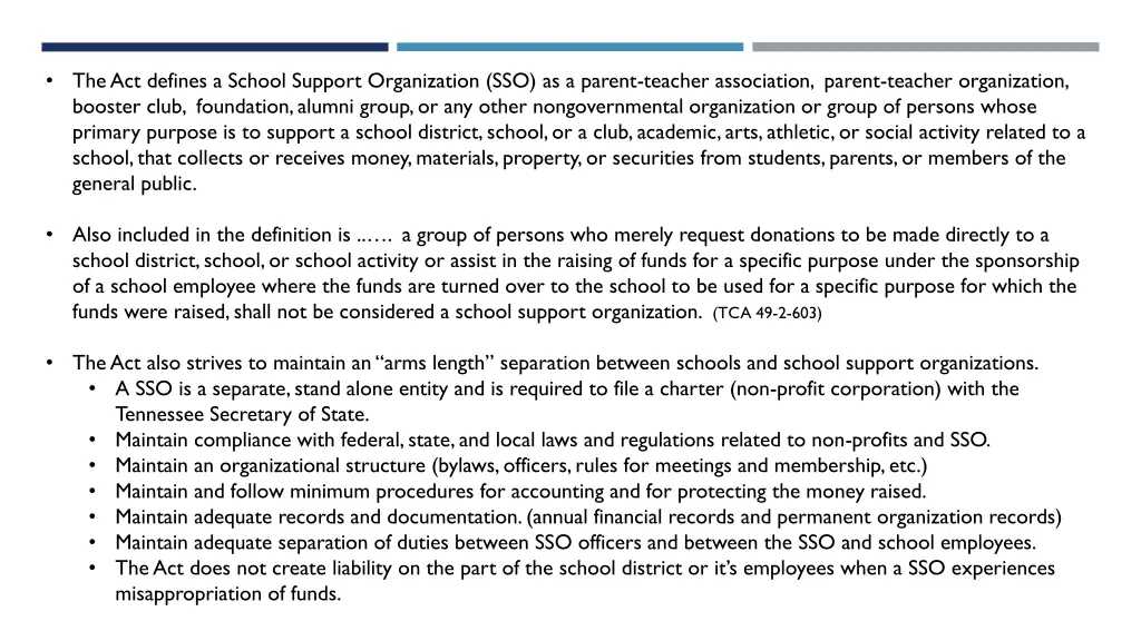 the act defines a school support organization