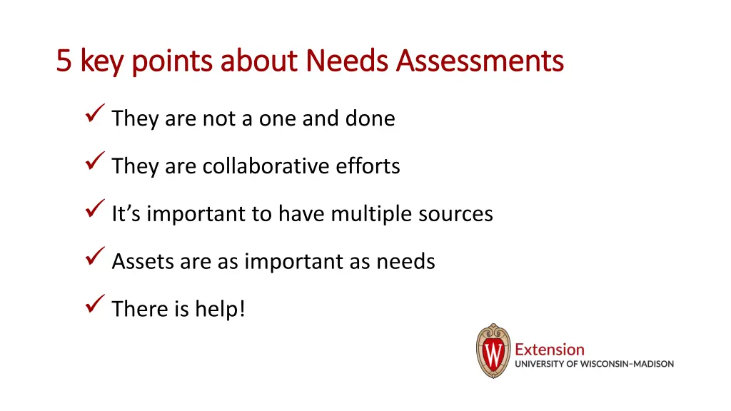 5 key points about needs assessments 5 key points