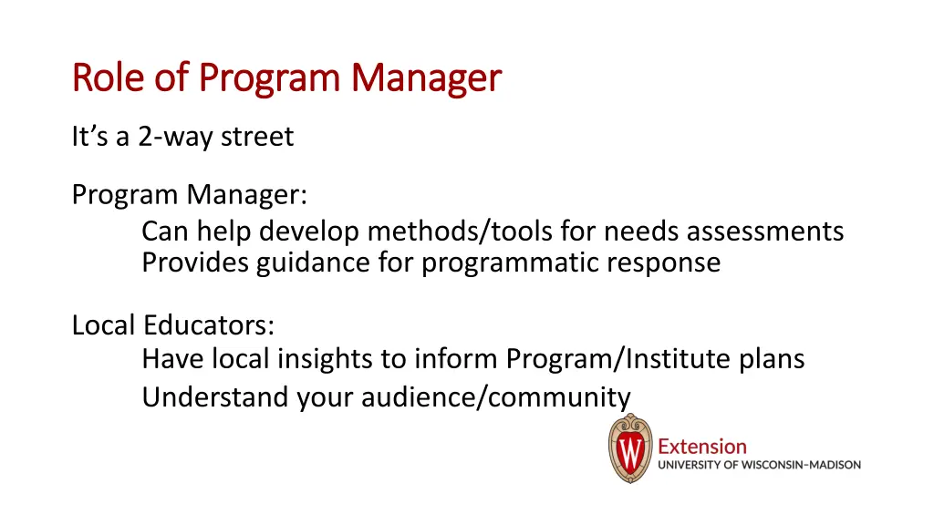 role of program manager role of program manager