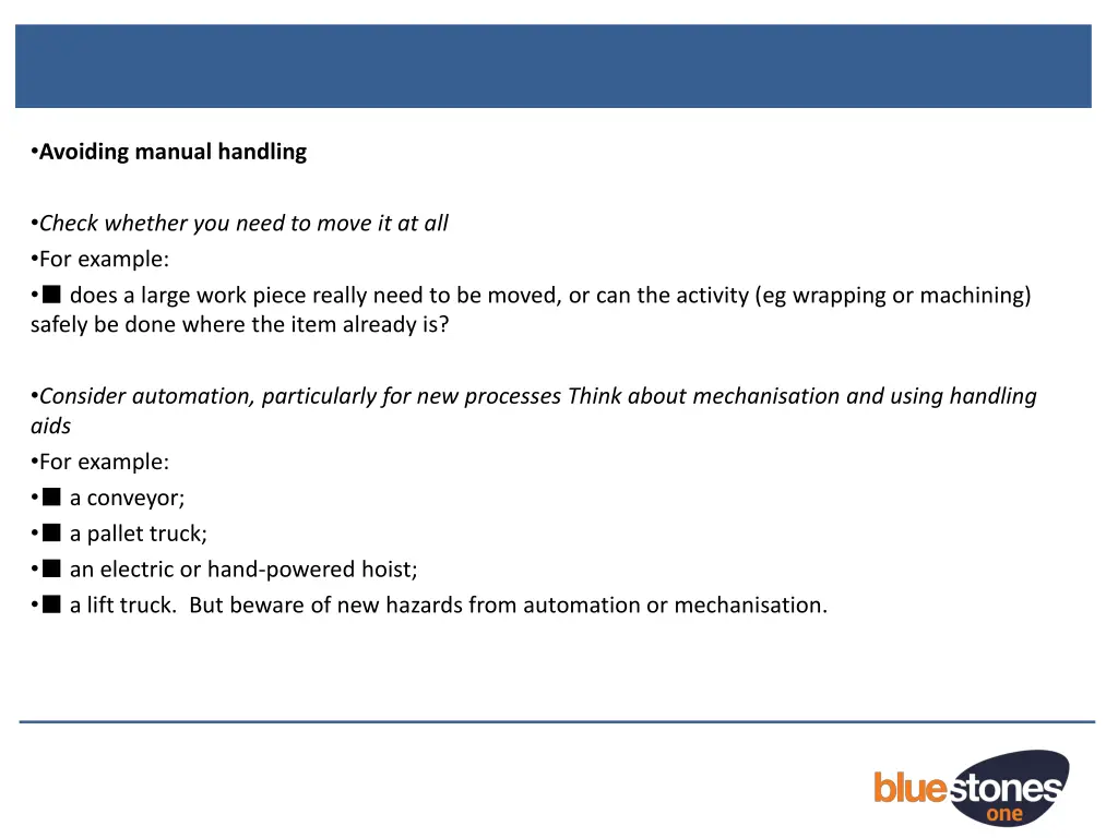 avoiding manual handling