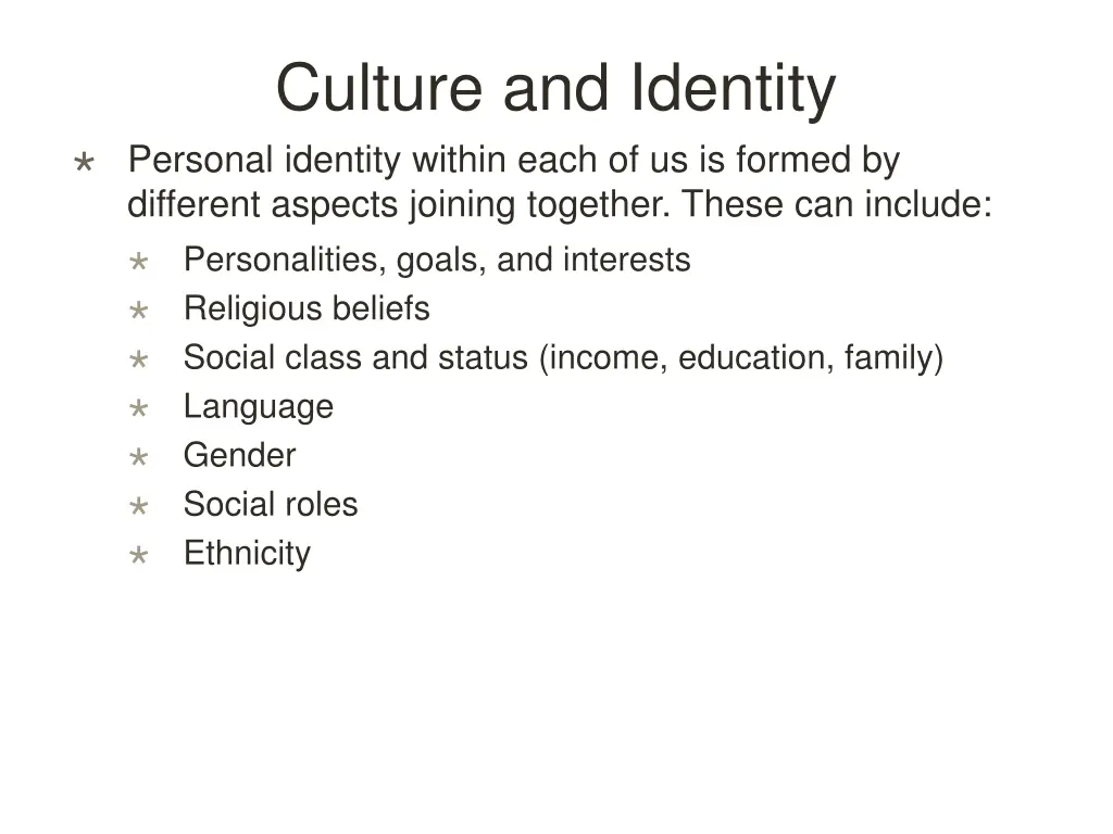 culture and identity personal identity within