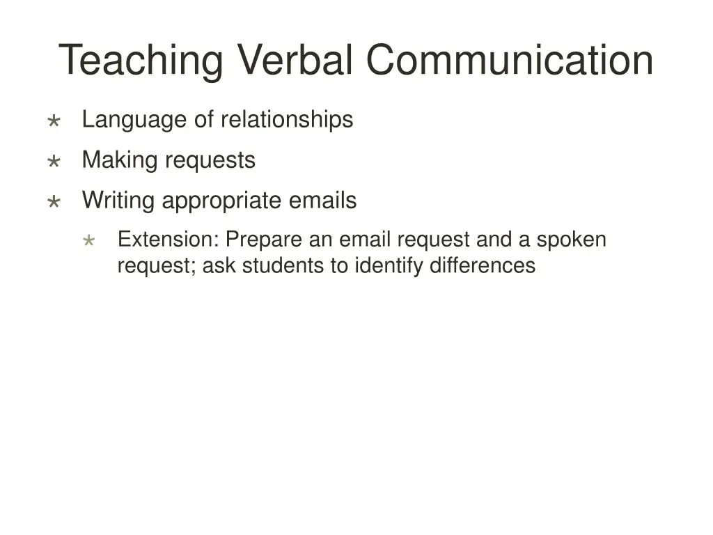 teaching verbal communication