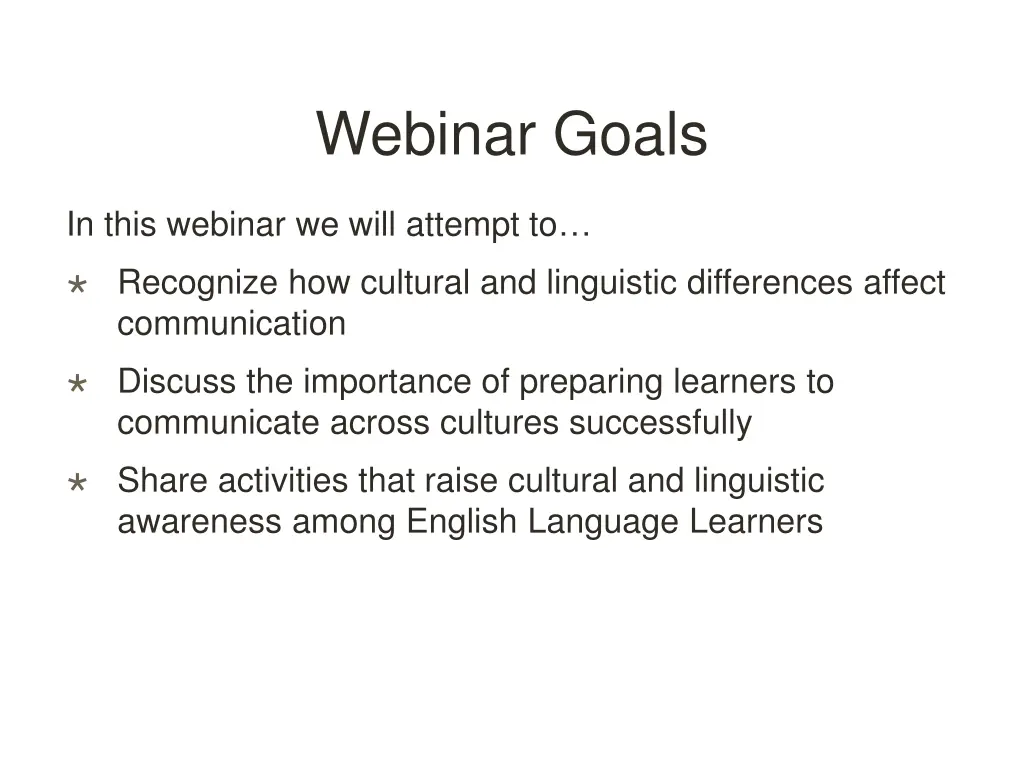 webinar goals