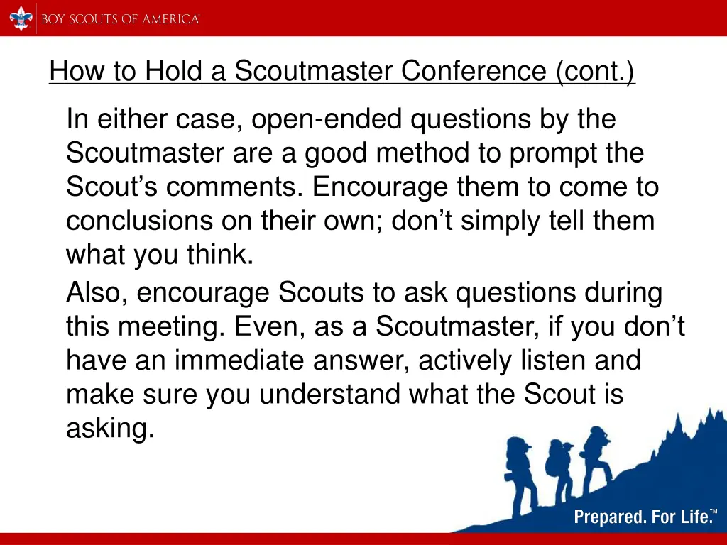 how to hold a scoutmaster conference cont