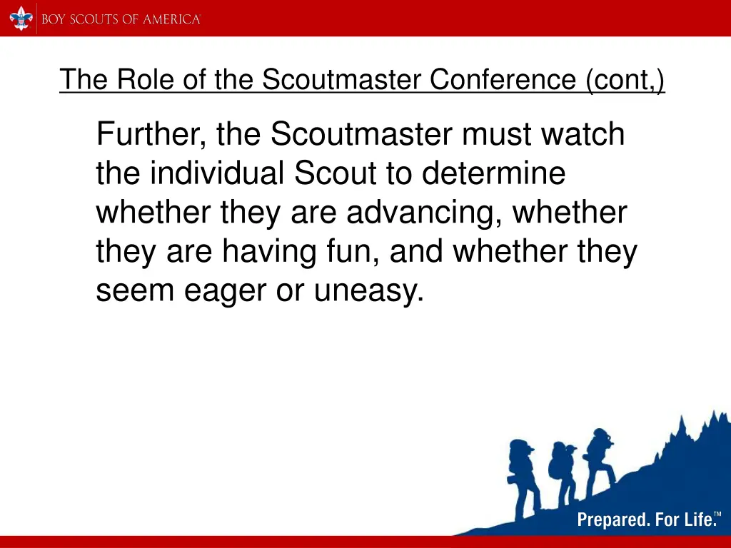 the role of the scoutmaster conference cont 1