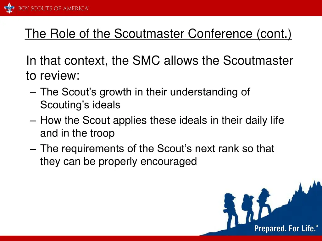 the role of the scoutmaster conference cont