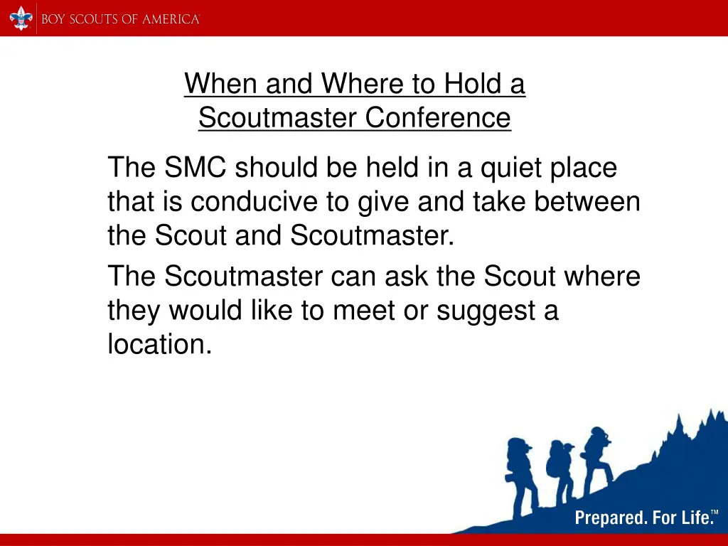 when and where to hold a scoutmaster conference