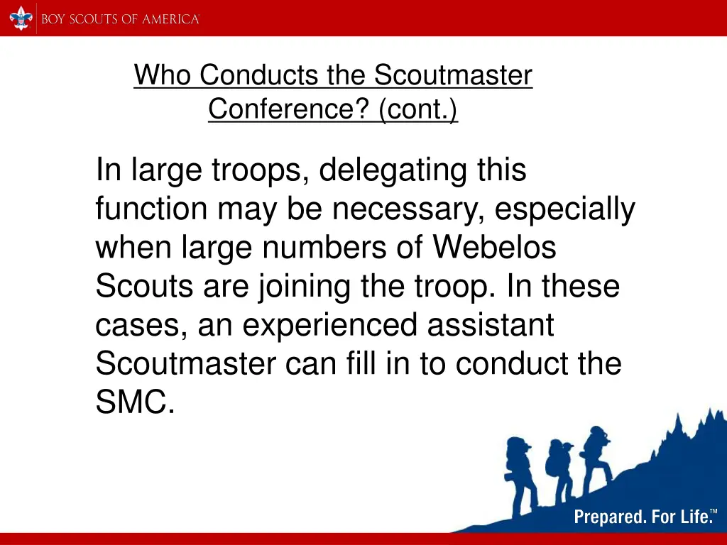 who conducts the scoutmaster conference cont