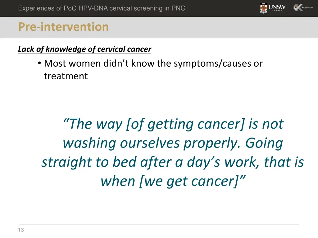 experiences of poc hpv dna cervical screening 11