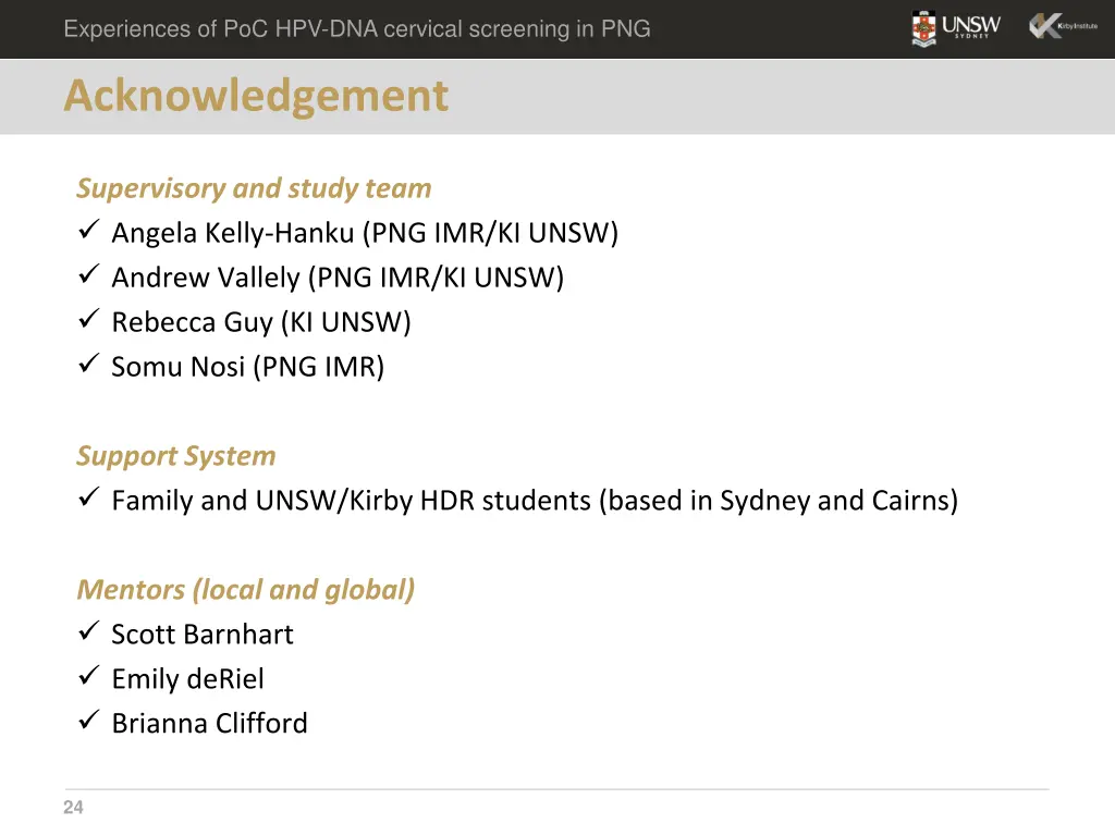 experiences of poc hpv dna cervical screening 22