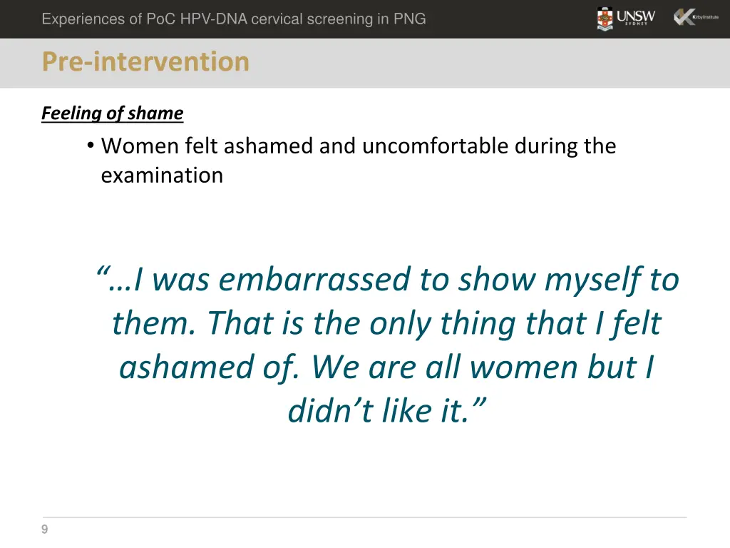 experiences of poc hpv dna cervical screening 7