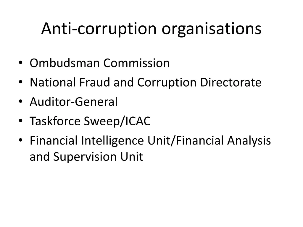 anti corruption organisations