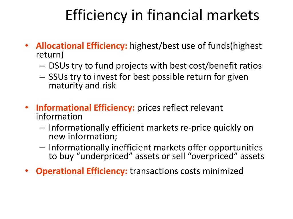 efficiency in financial markets