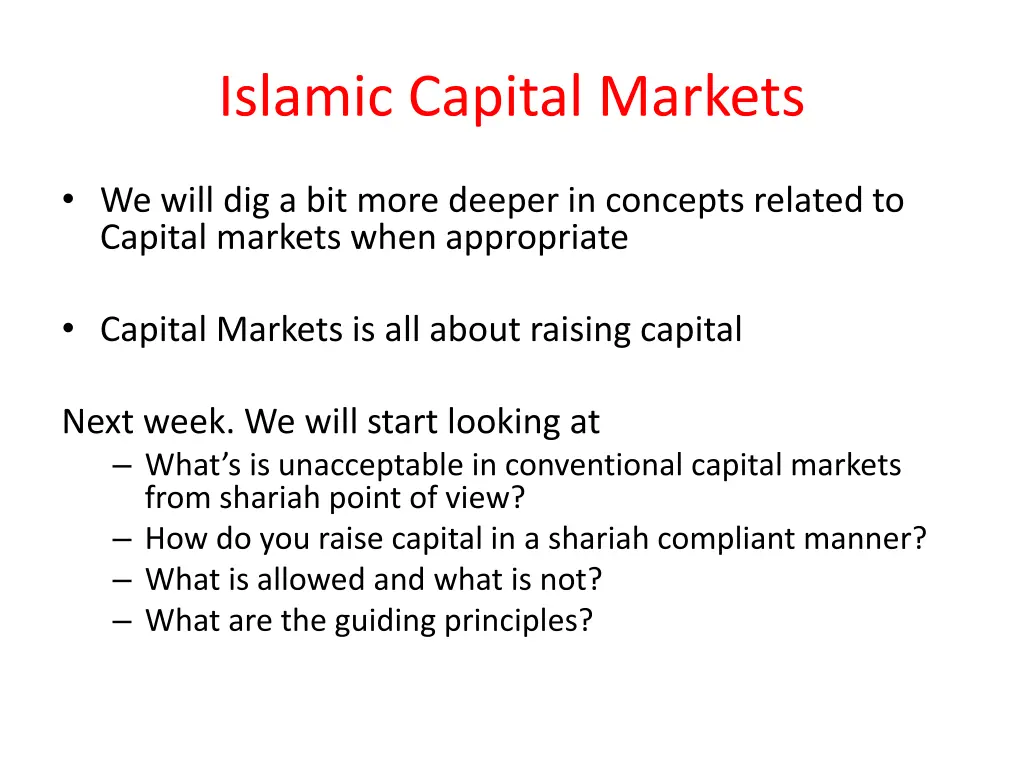 islamic capital markets