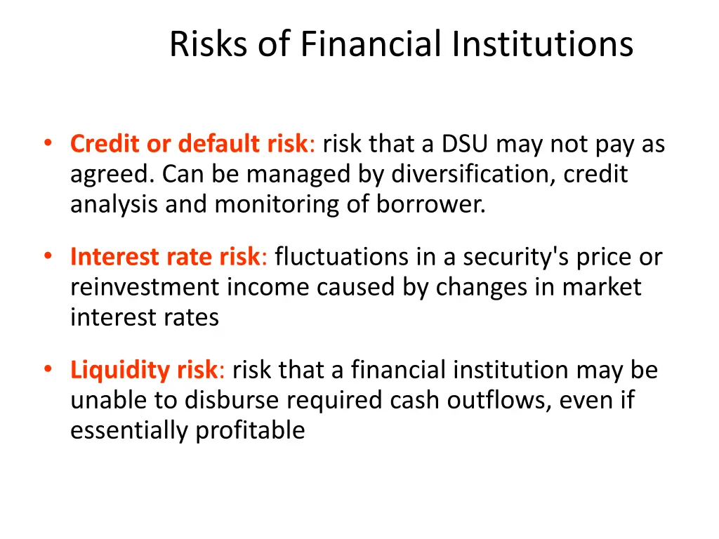 risks of financial institutions