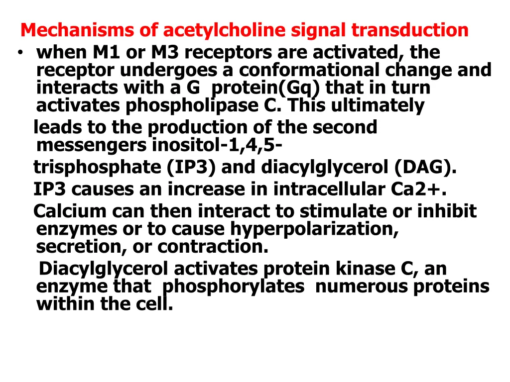 mechanisms of acetylcholine signal transduction