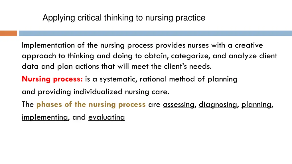 applying critical thinking to nursing practice