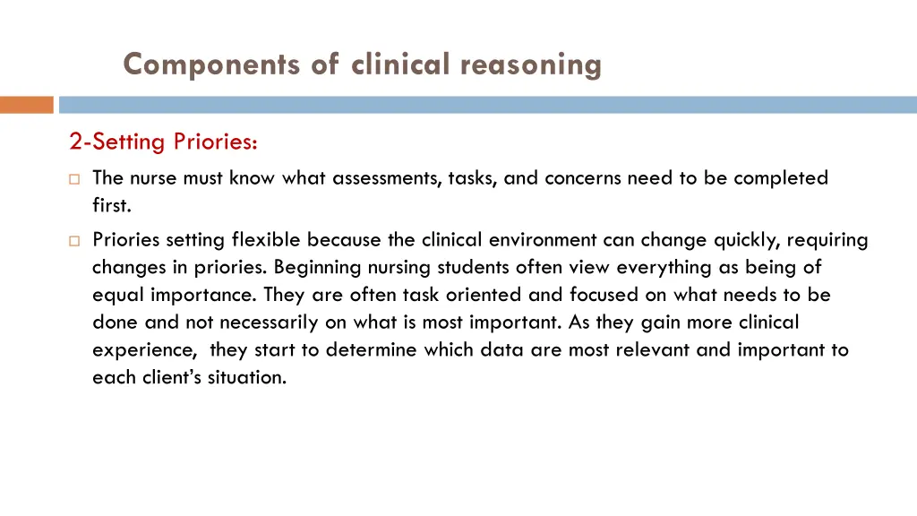 components of clinical reasoning 1