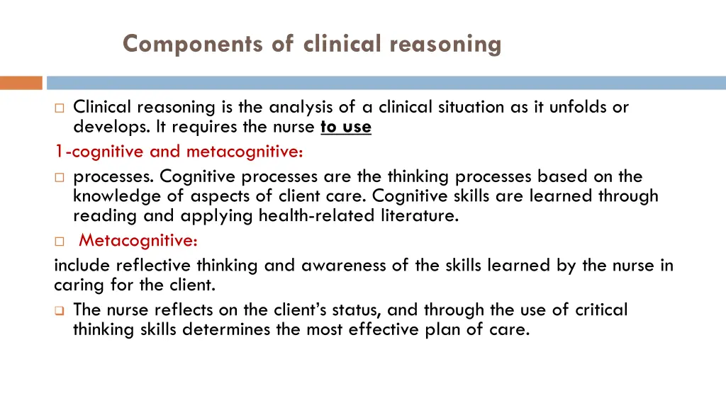 components of clinical reasoning