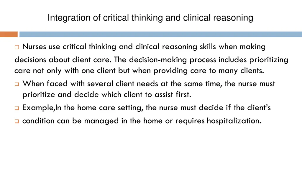 integration of critical thinking and clinical